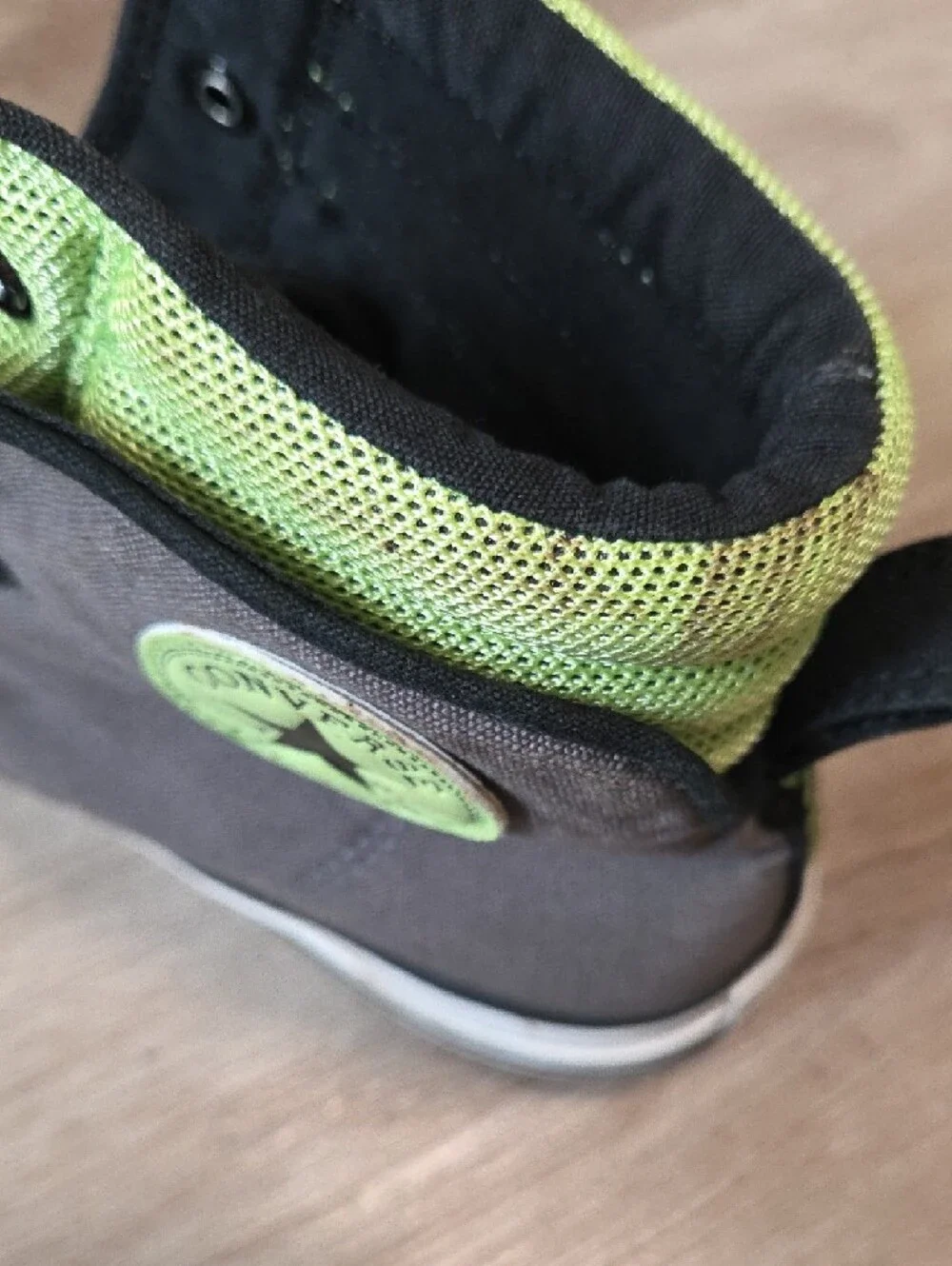 Allstar Converse High-Top Sneakers Gray with Neon Green Accents - Picture 7 of 7